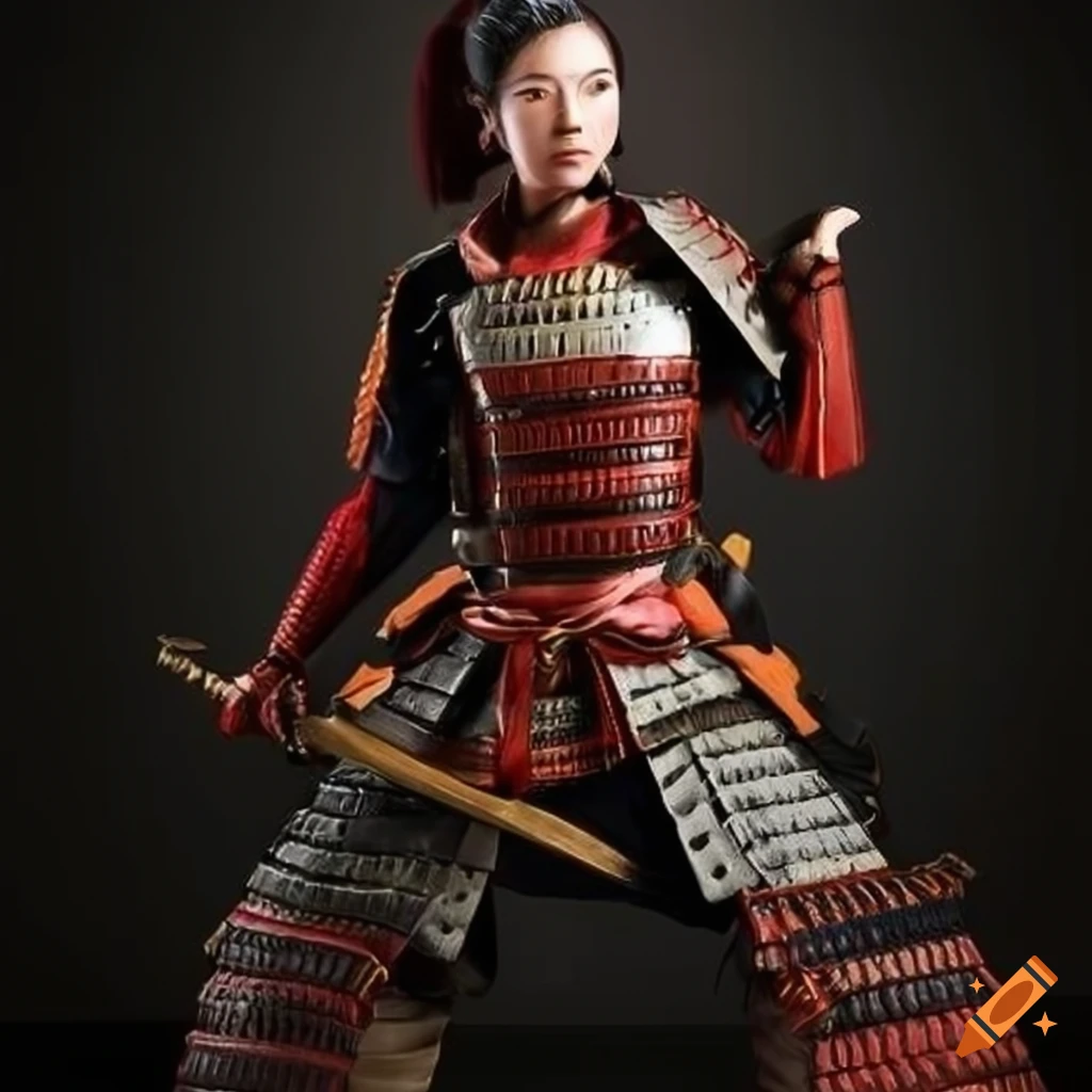Female samurai wearing leather armour