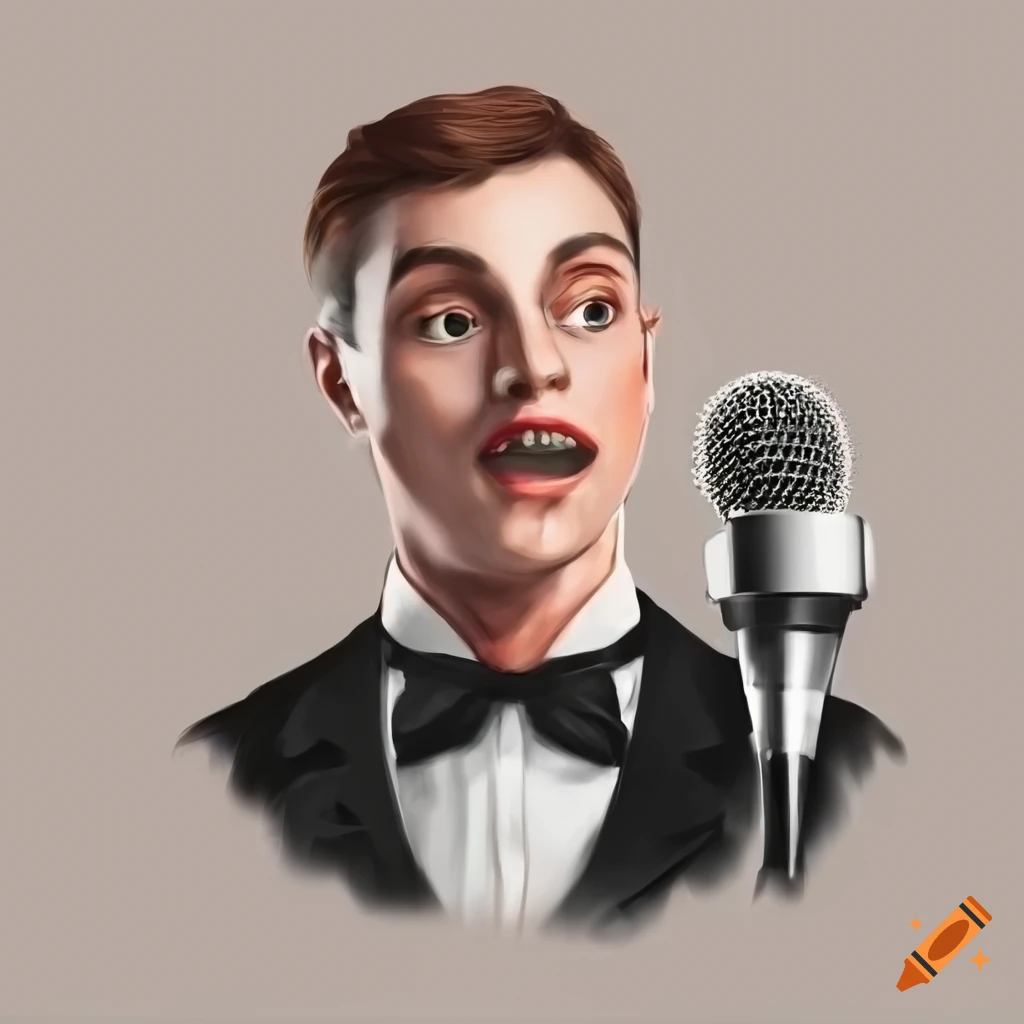 Waiter holding a microphone