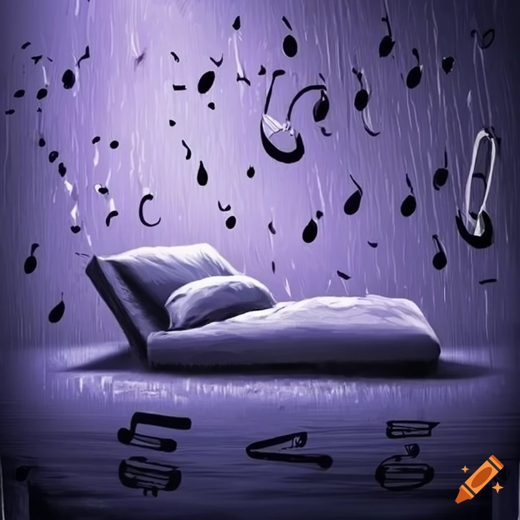 Side of a bed in the rain, music label art