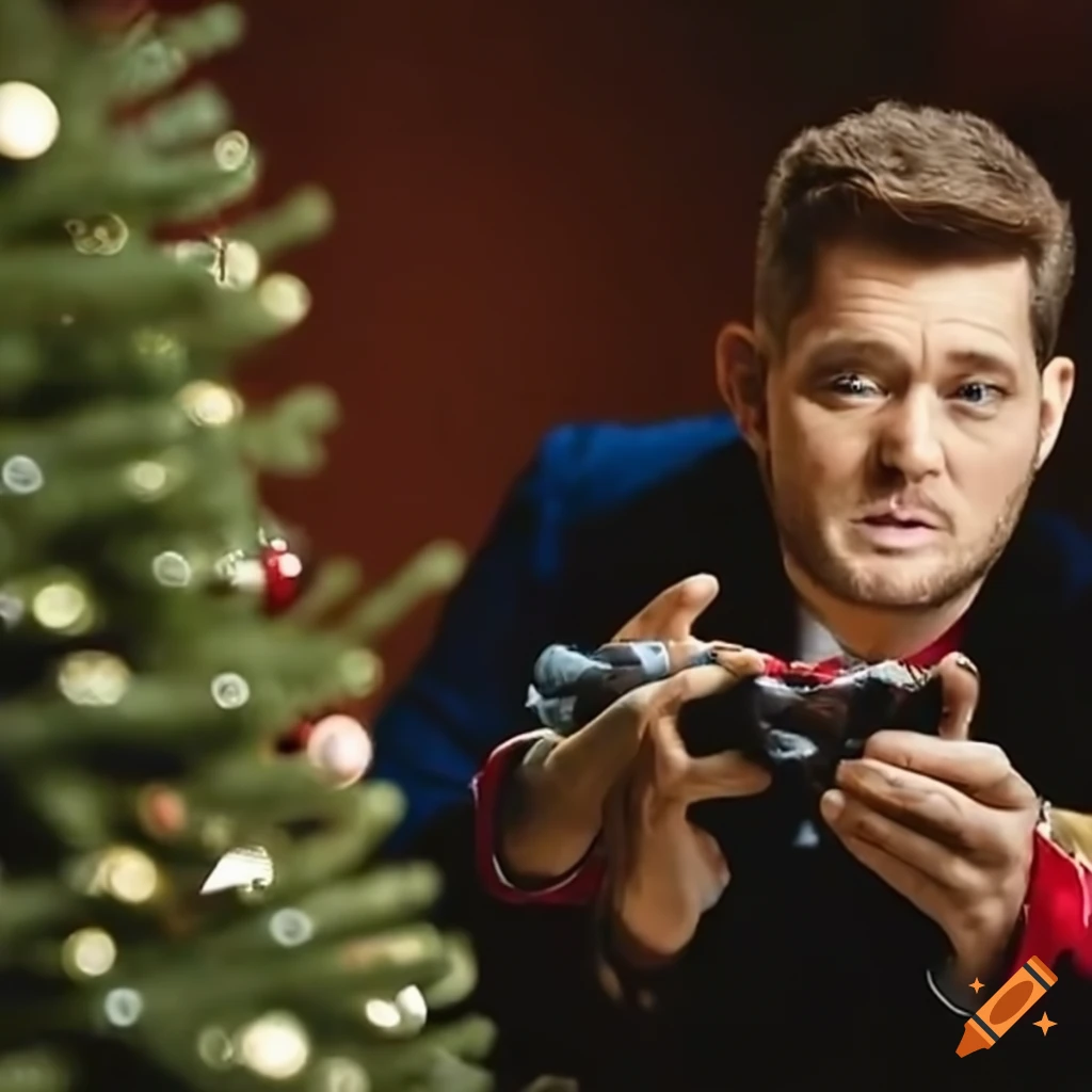 Michael buble decorating a christmas tree