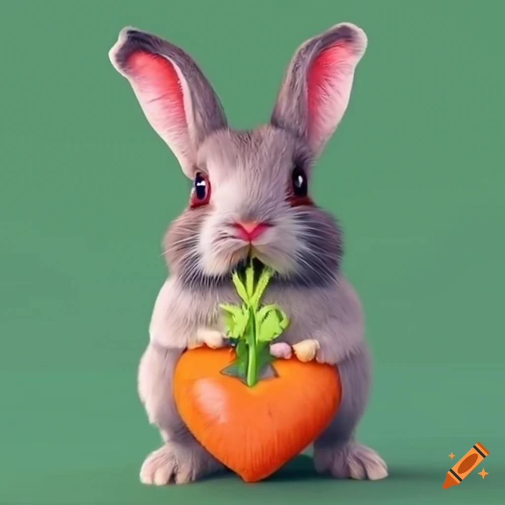 Cute bunny holding a carrot with a heart saying KGD