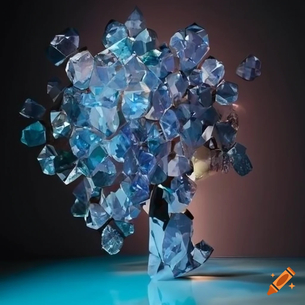 Collection of crystalline art in a chic gallery