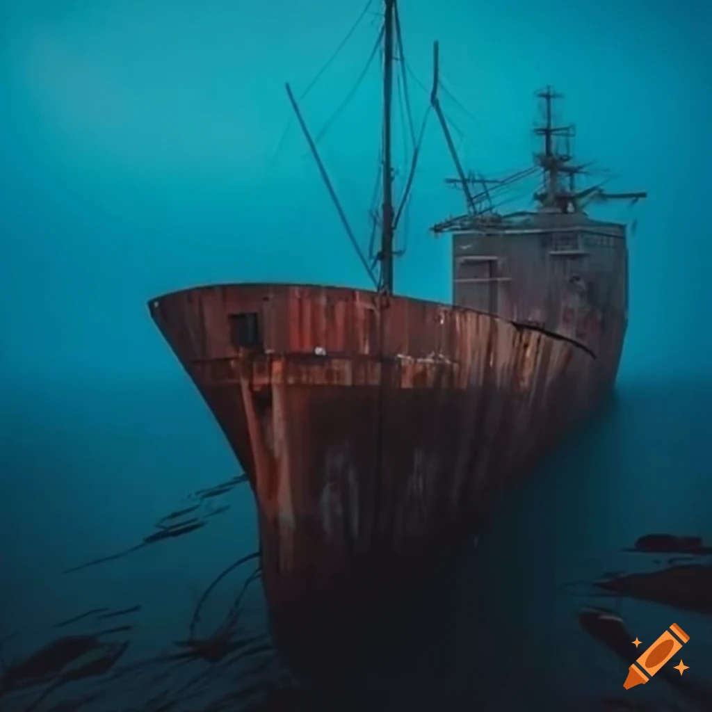 Rust cargo ship on the ocean on craiyon