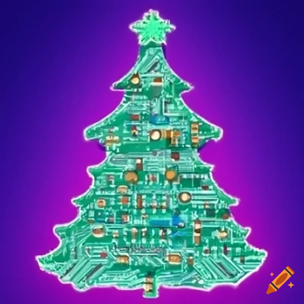 Christmas Tree With Electronic Components And Wires 