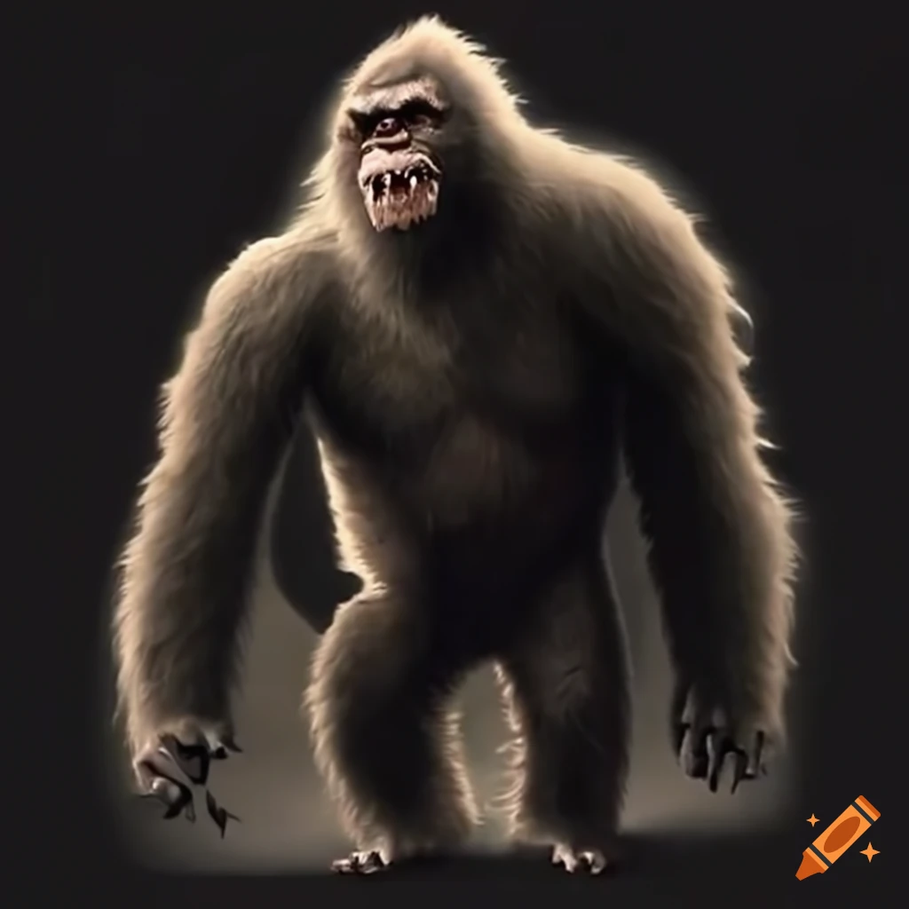 Illustration of bigfoot in the wilderness