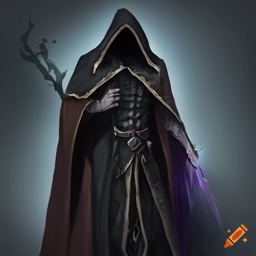 Cloaked knight mage in a dark fantasy setting