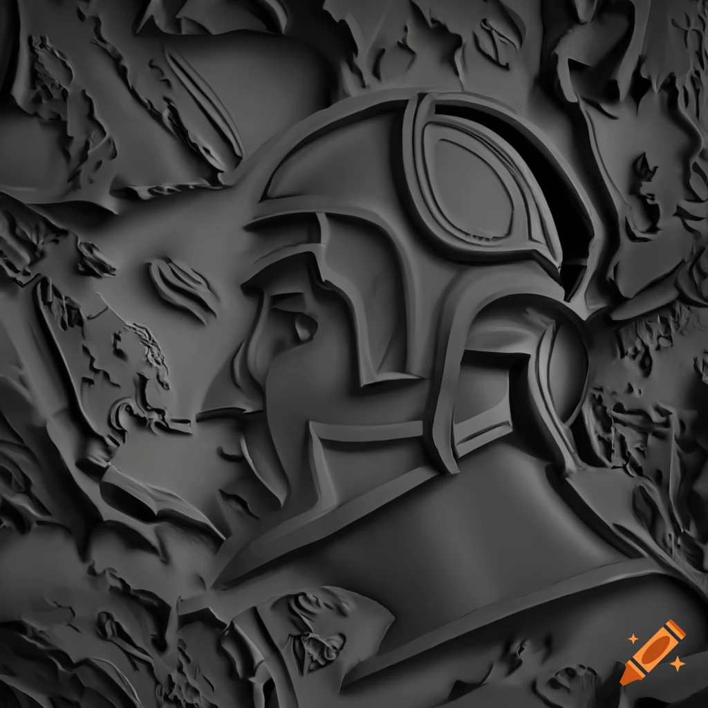Symmetrical 3d relief map grayscale for laser engraving