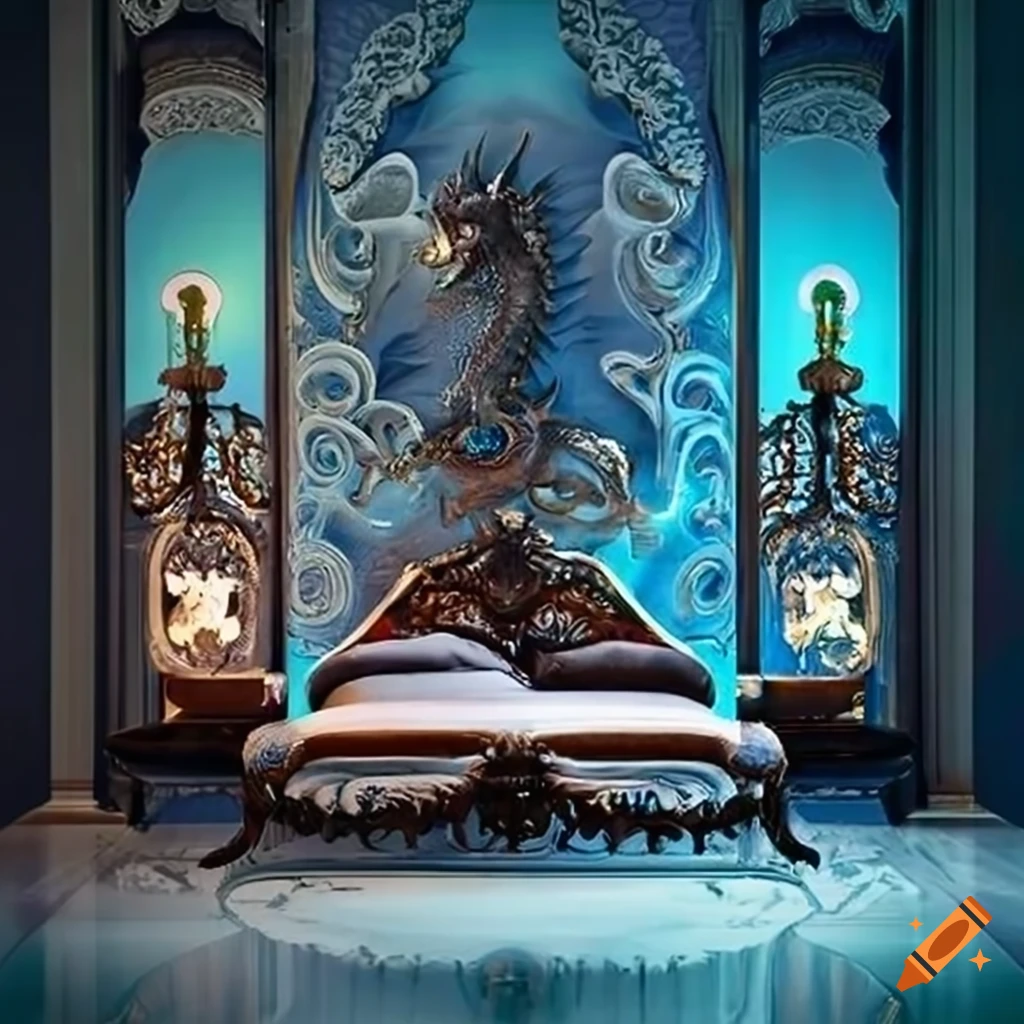 Adriel's majestic and opulent dragonthemed bedroom