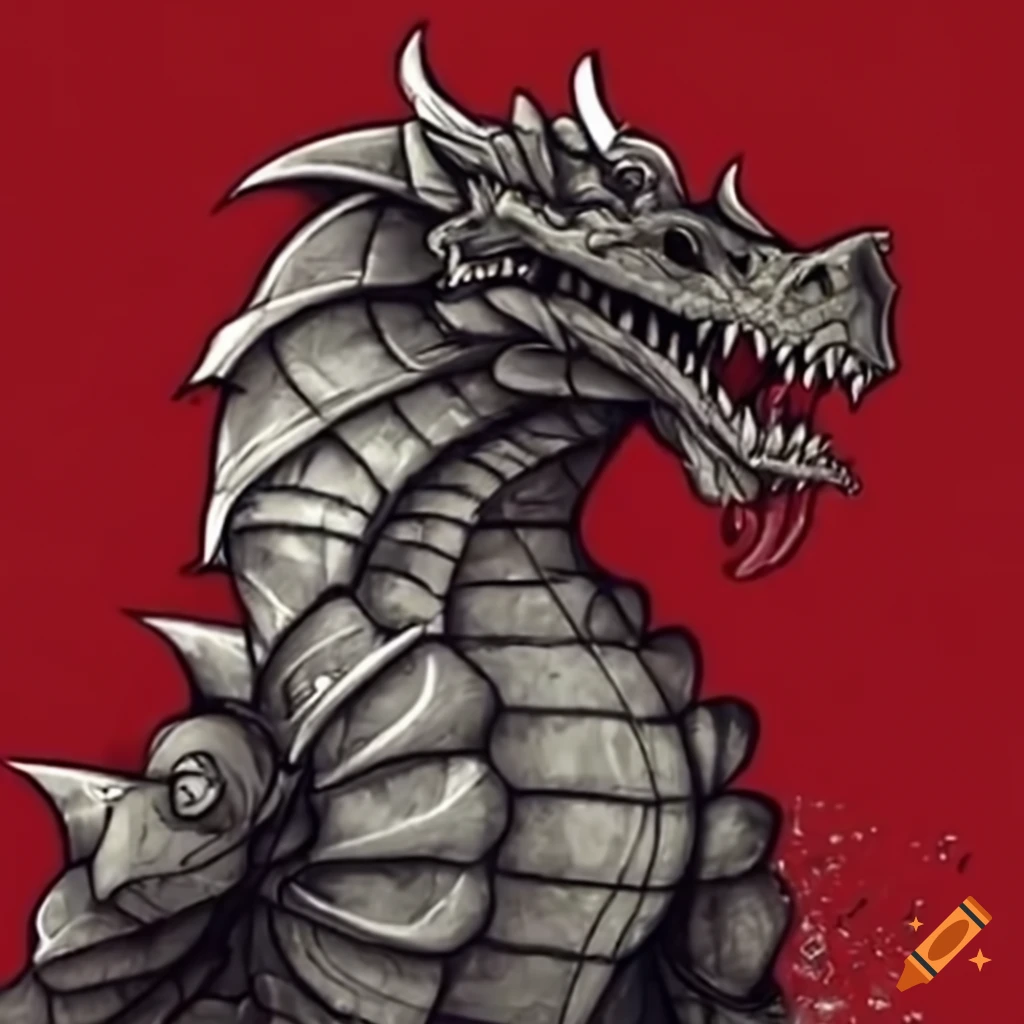 Dragon character with russia flag whiskers on Craiyon