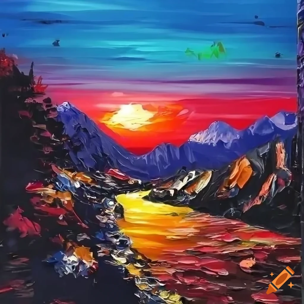Palette knife painting of fire, sparkles, and love on Craiyon