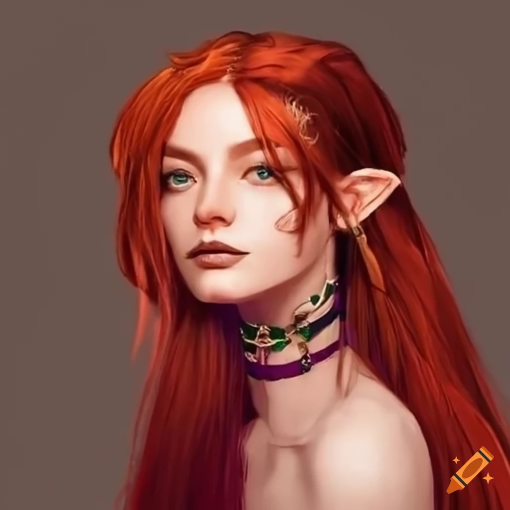 Genderqueer person with tan skin and long braided red hair in high