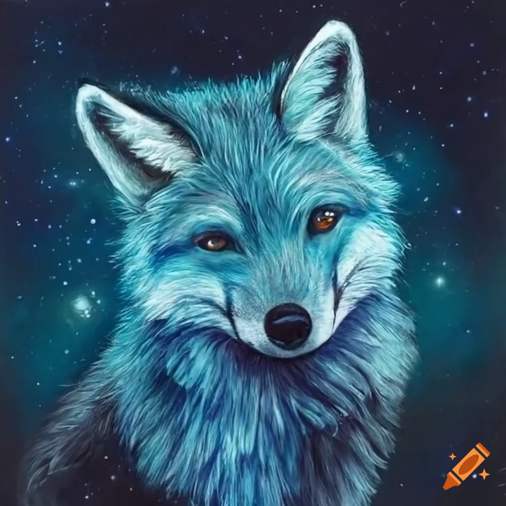 Blue fox of the stars on Craiyon