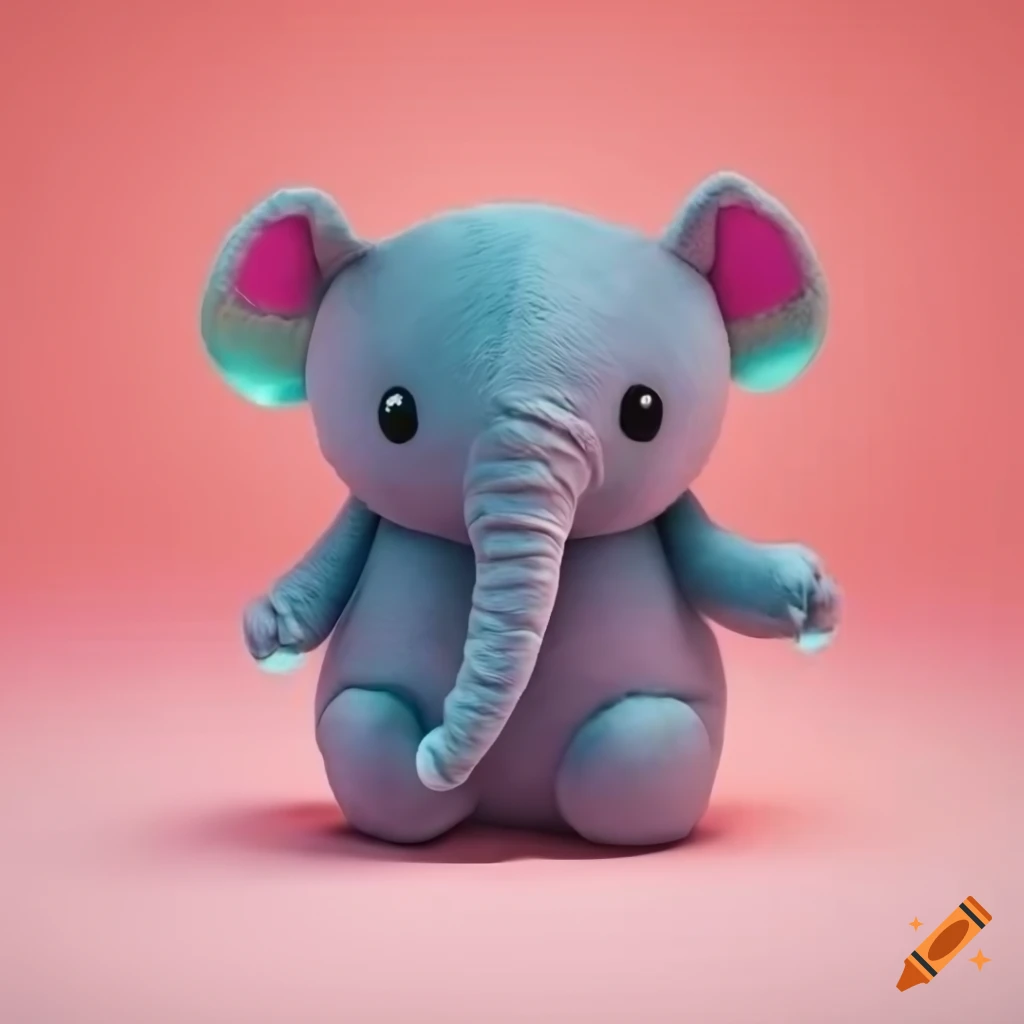 Cute kawaii Squishy elephant plush toy with realistic texture