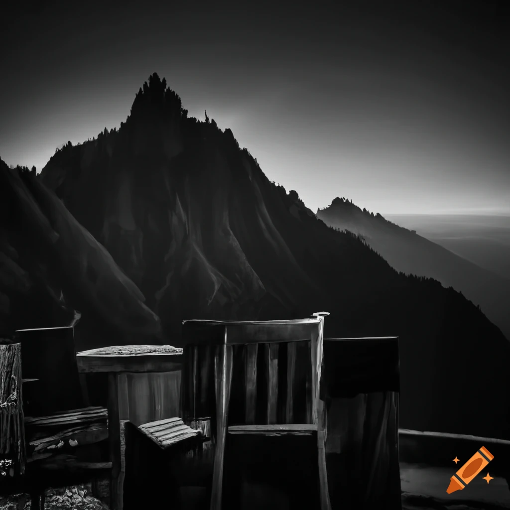 Mountain top bar in black and white