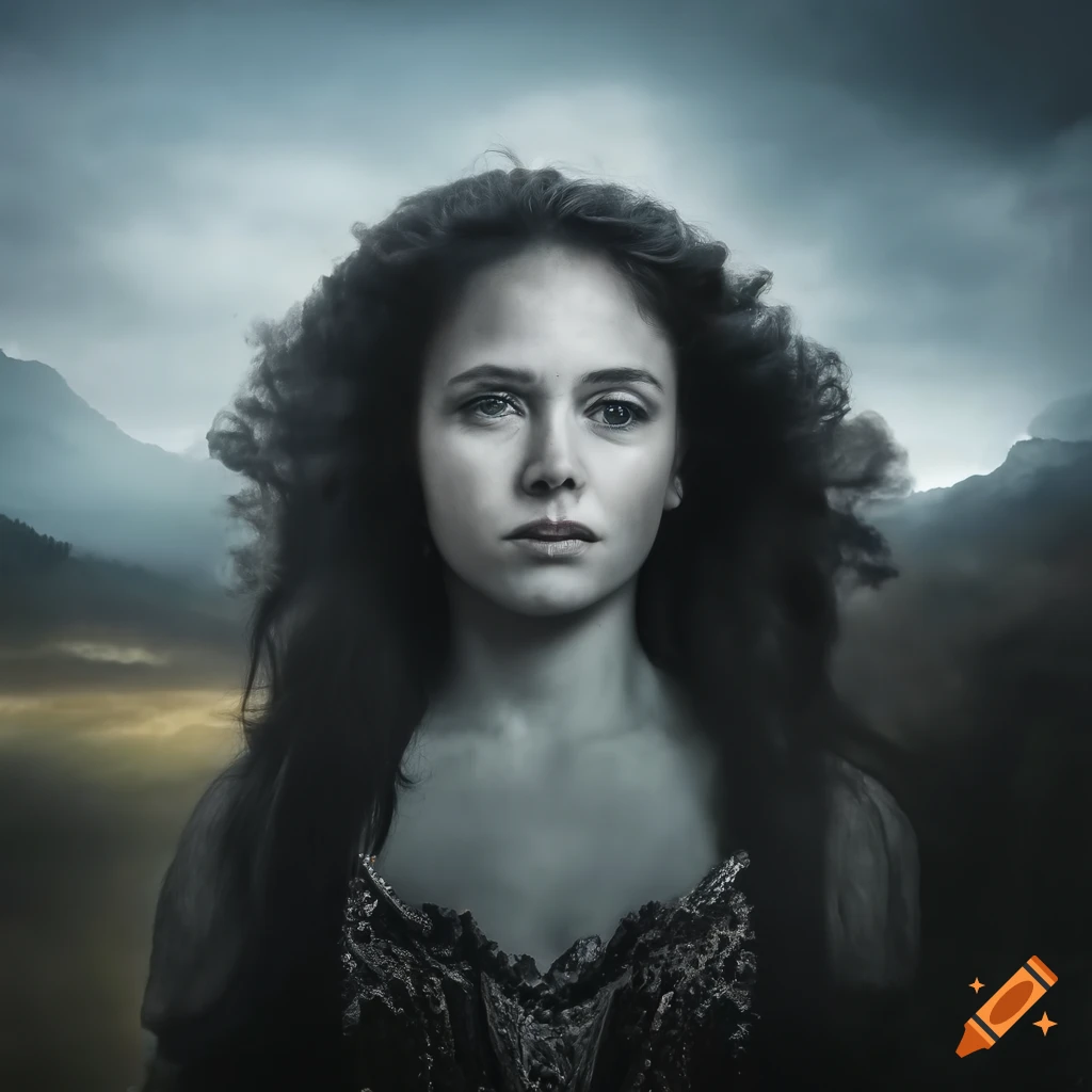 Portrait of a young female in Ragnar Axelsson style with unseen realities dreamscape