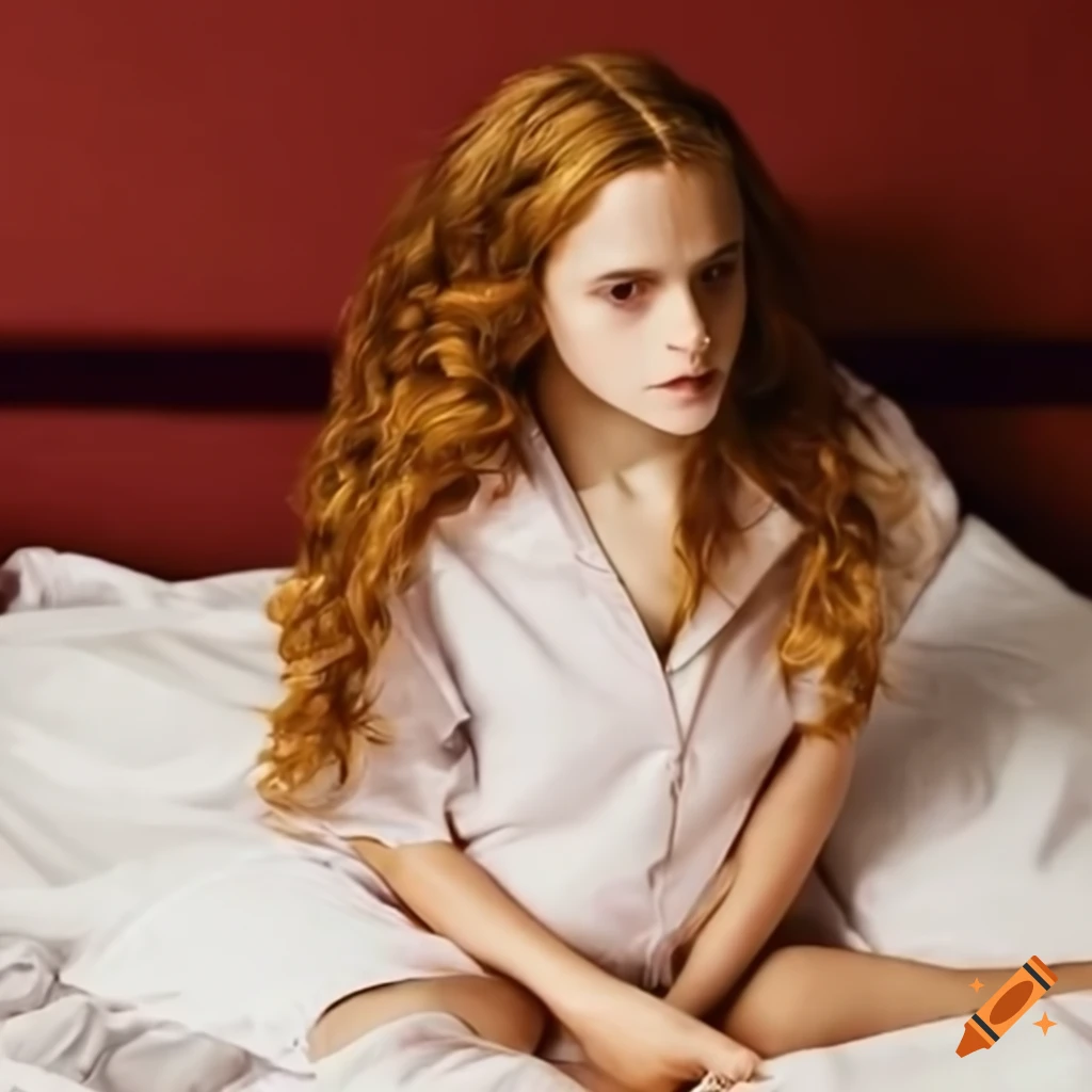 Hermione wearing pajamas in bed