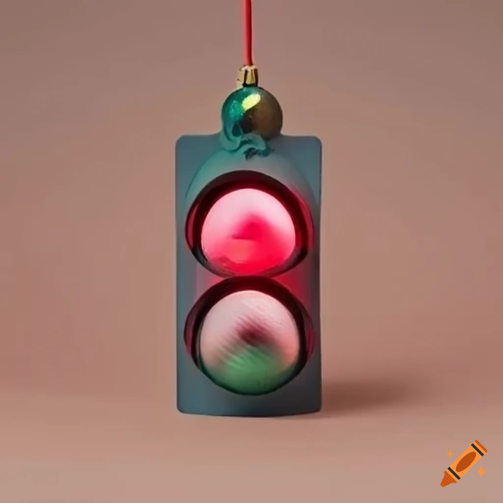 Christmas tree toy shaped like a traffic light on Craiyon