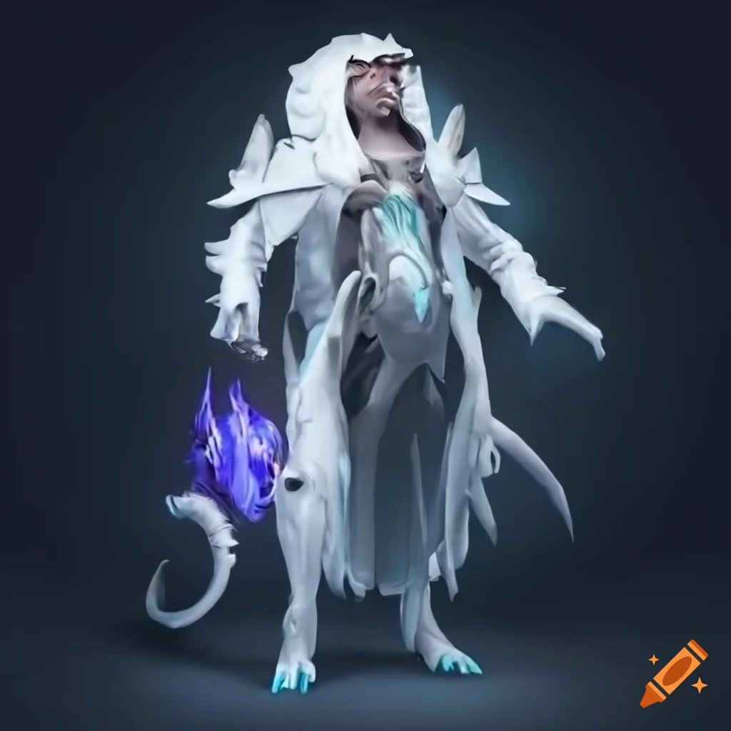 Human-dragon mix with white skin wearing a scientist outfit and safety goggles