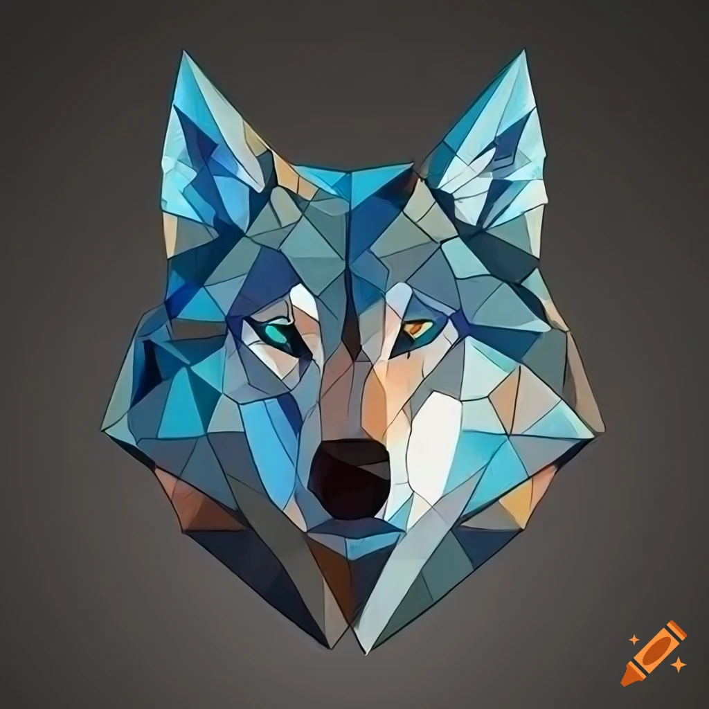 Wolf head geometric illustration on Craiyon