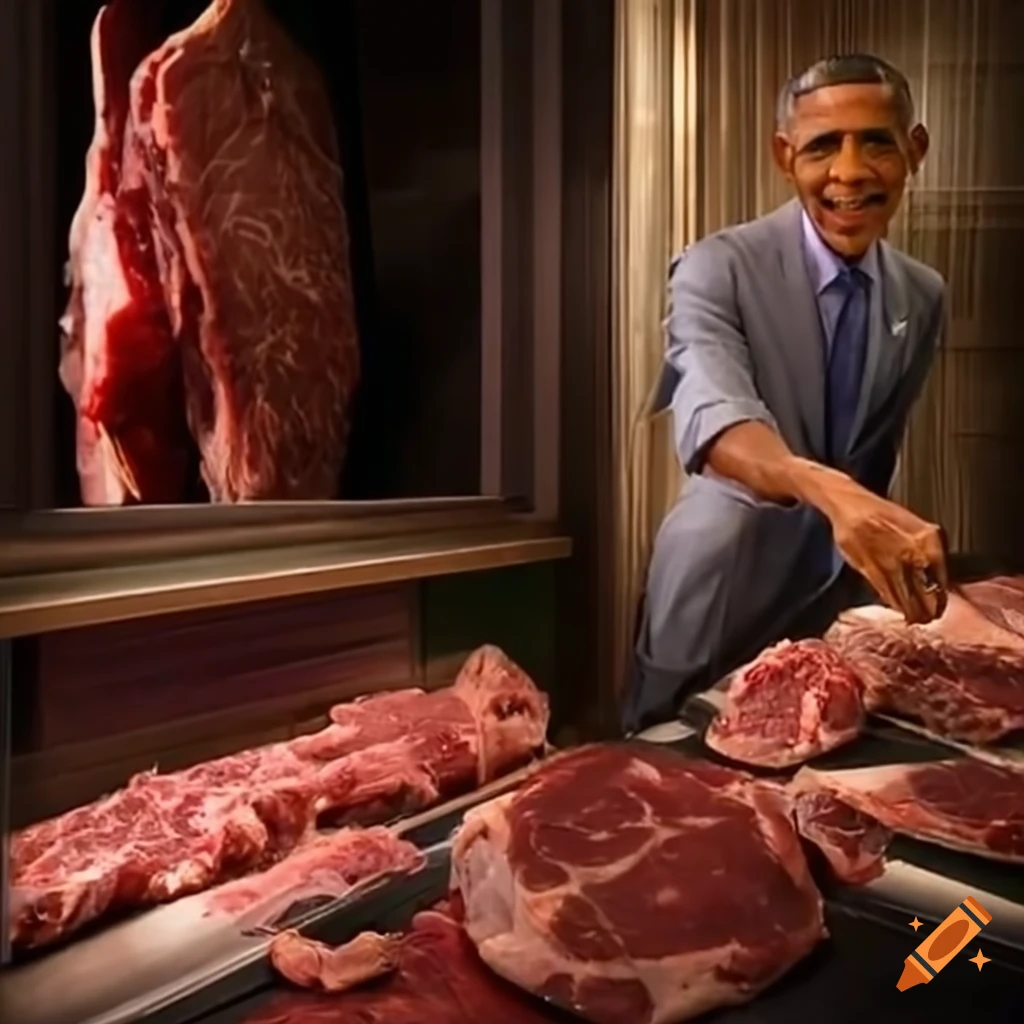 Barack obama in a meat store on Craiyon