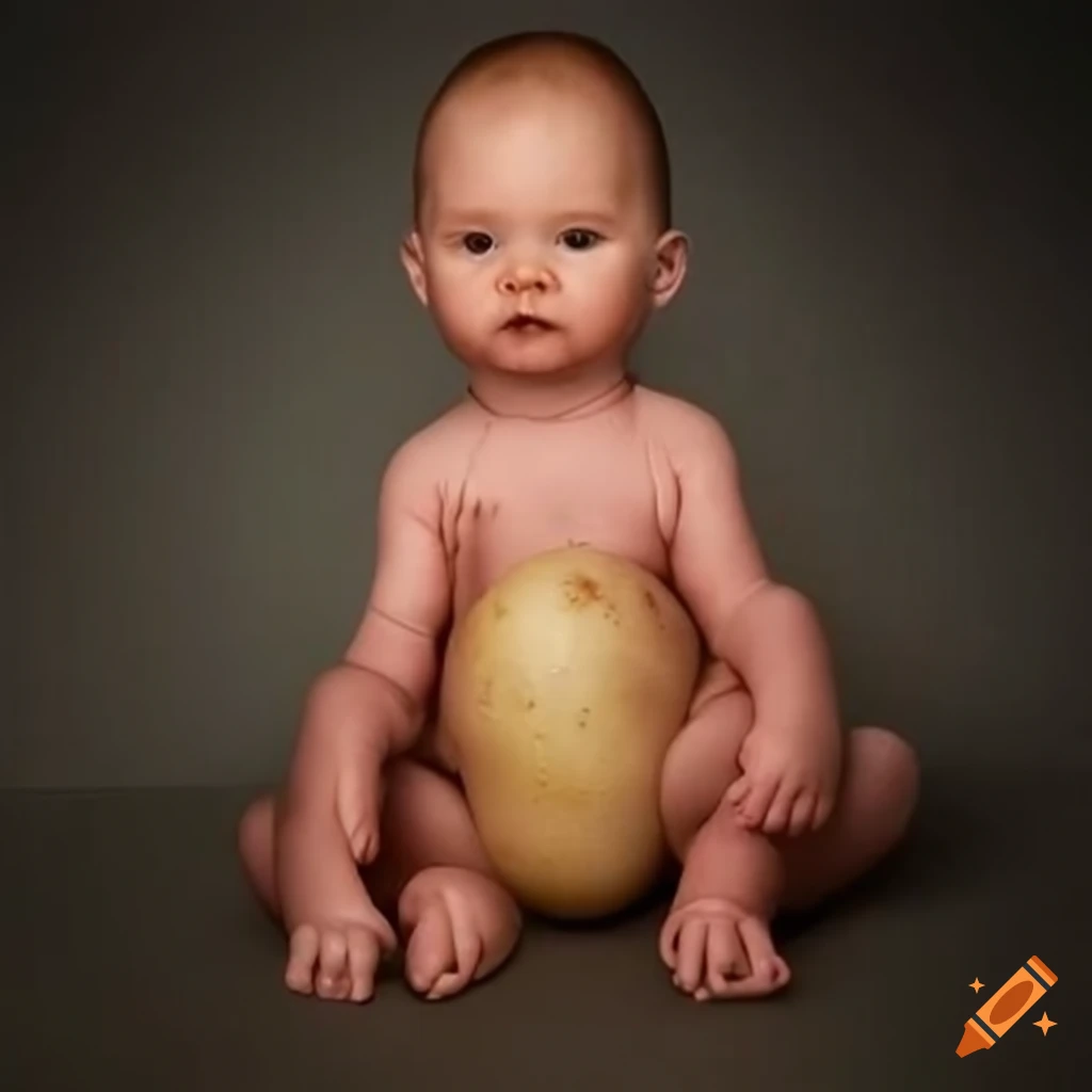 Adorable baby wearing a potato costume