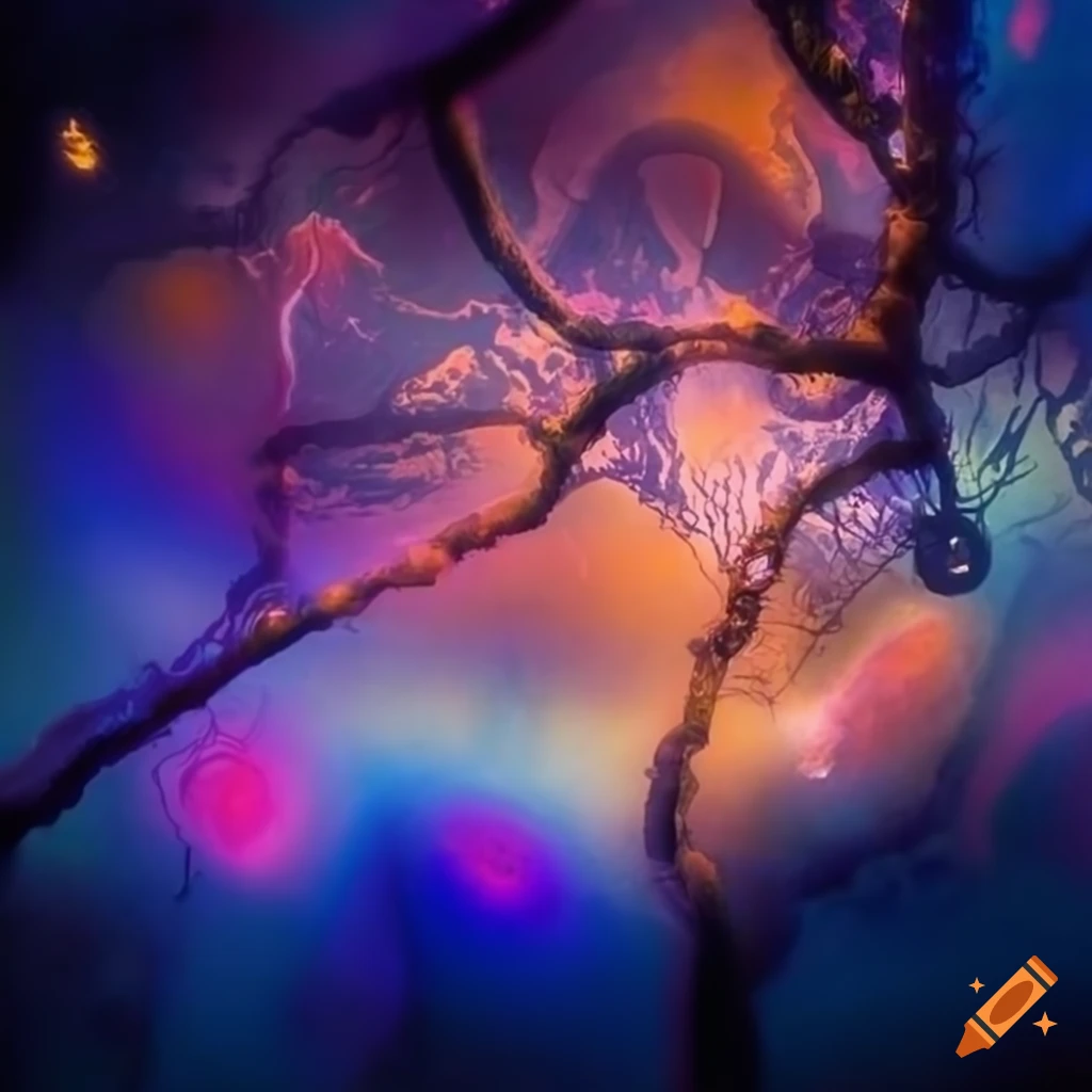 Tapestry of interconnected life forms from ethereal realms with scientific hyper sharp portrayal
