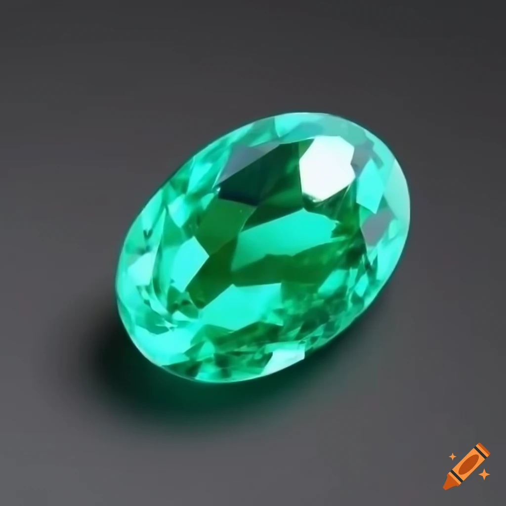 Precious oval green gem with radish symbol carved in its core, ultra realistic style with overwatch