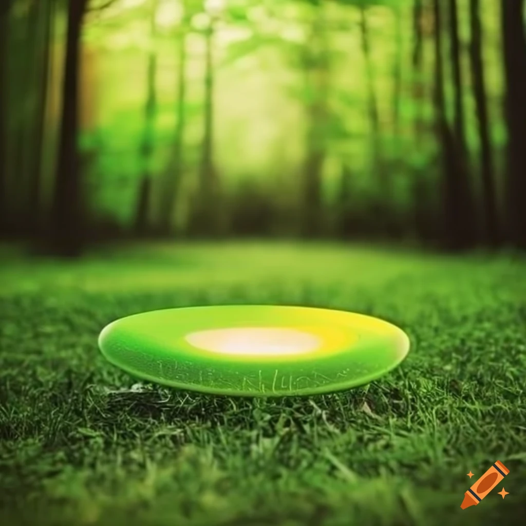 Concrete tee box in a modern disc golf course surrounded by trees and grass