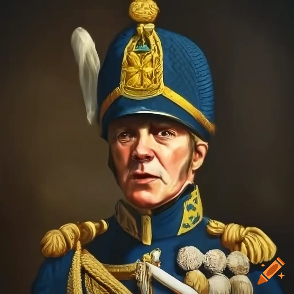 Closeup portrait of a swedish napoleonic soldier in ultradetailed art style on Craiyon