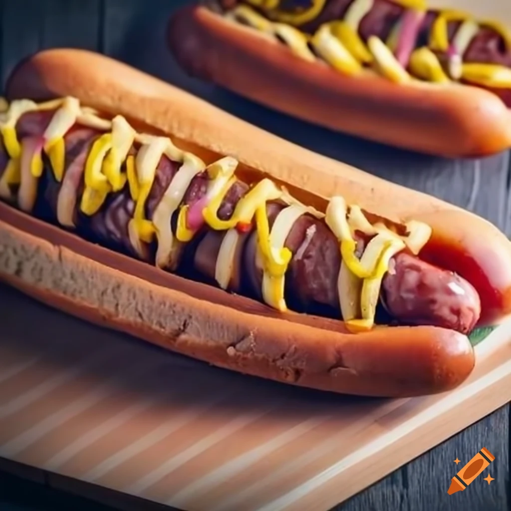 Polish sausage hot dogs with relish and mustard