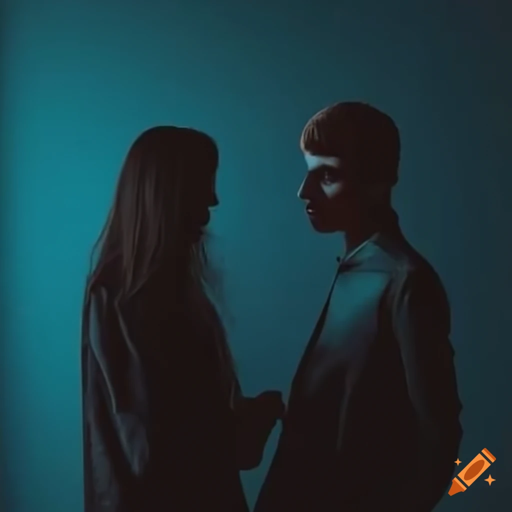 Two people having a conversation in a dark room