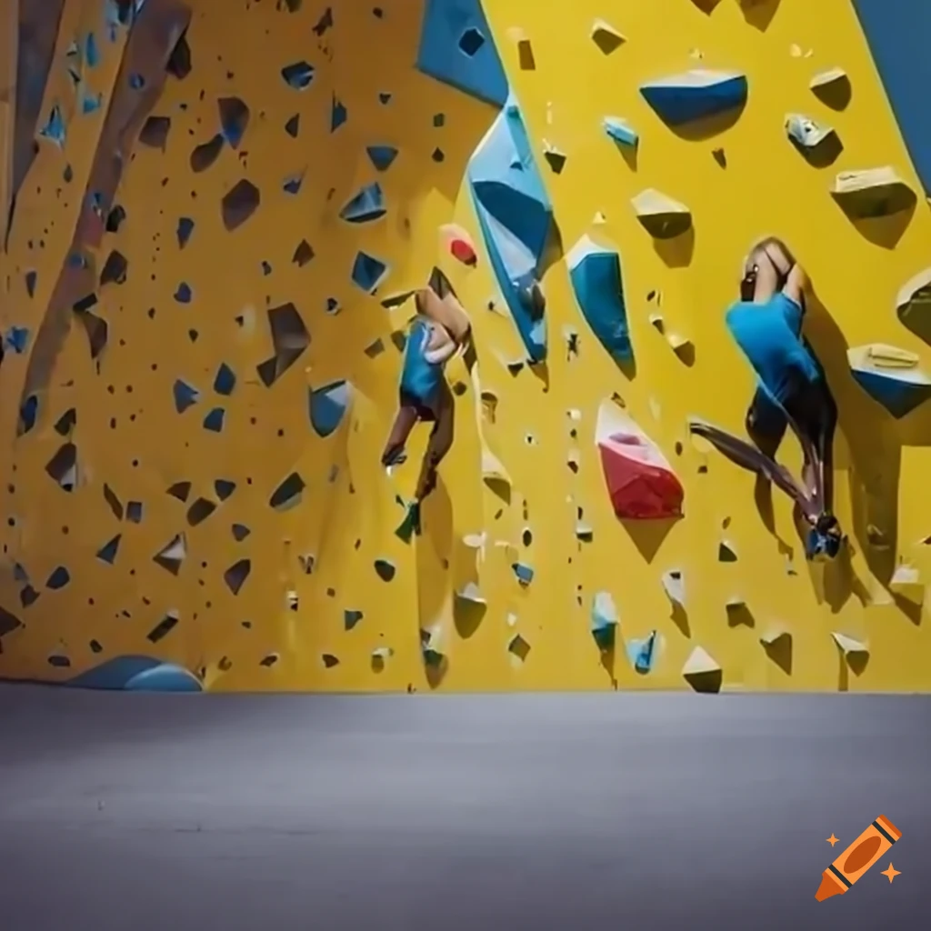 Modern bouldering gym with yellow walls