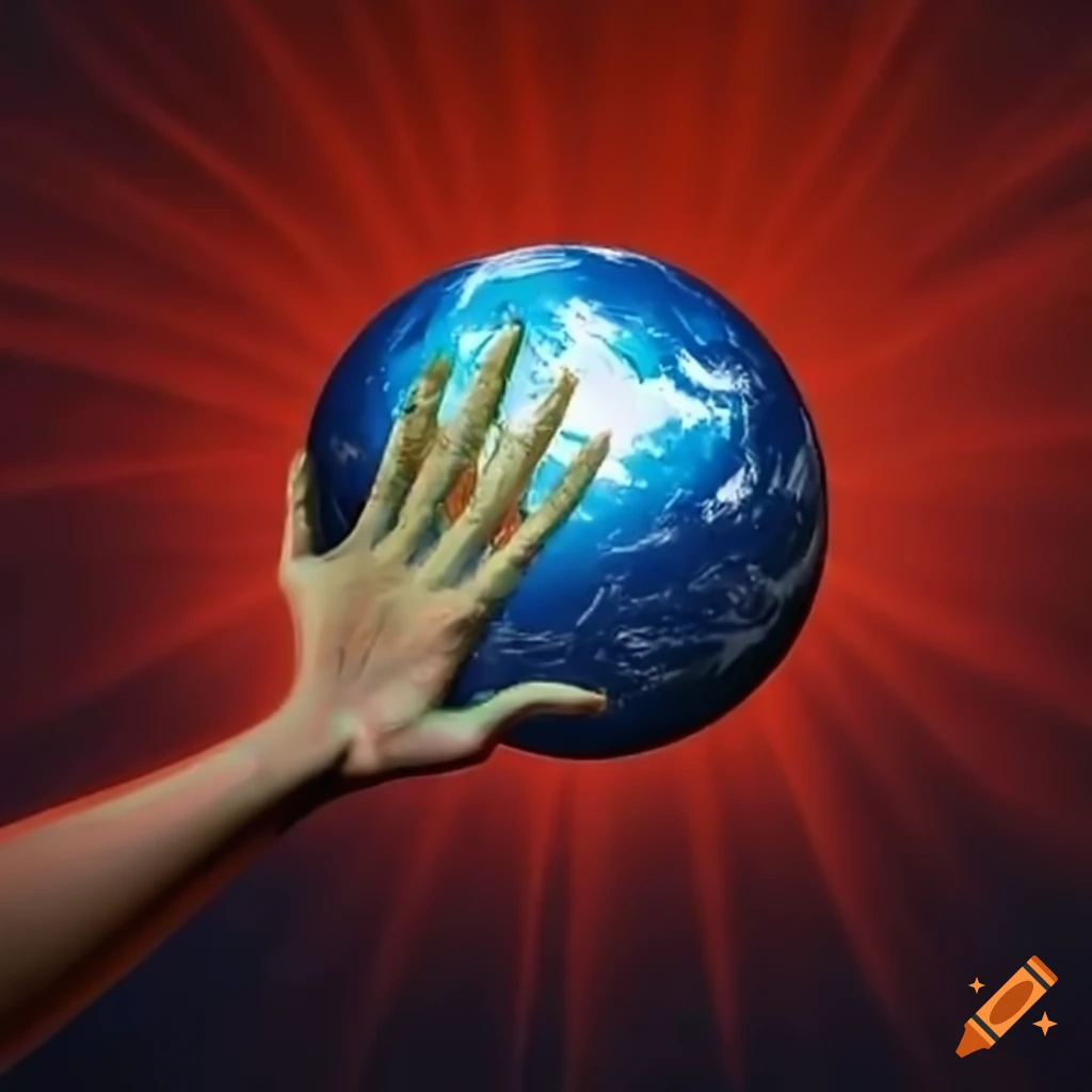 Alien hand reaching for red earth