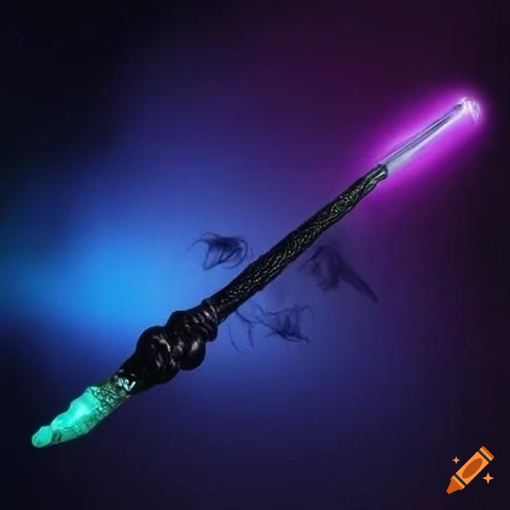 Luminous purple fantasy magic wand