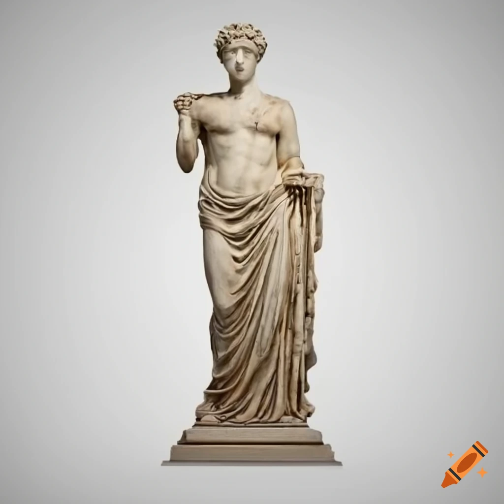 Beautiful 3-D ancient Greek statue on white background