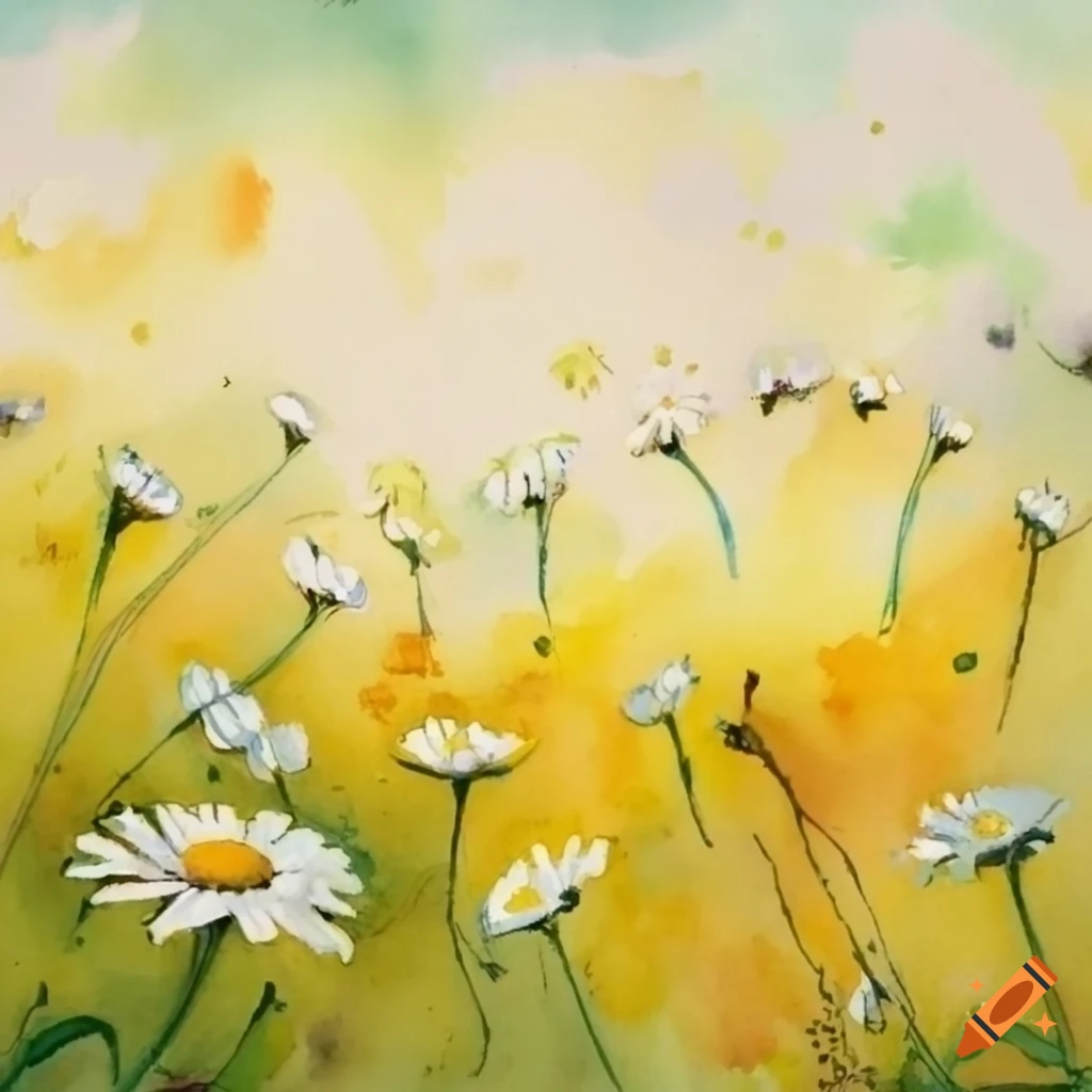 Watercolor field of daisies on Craiyon