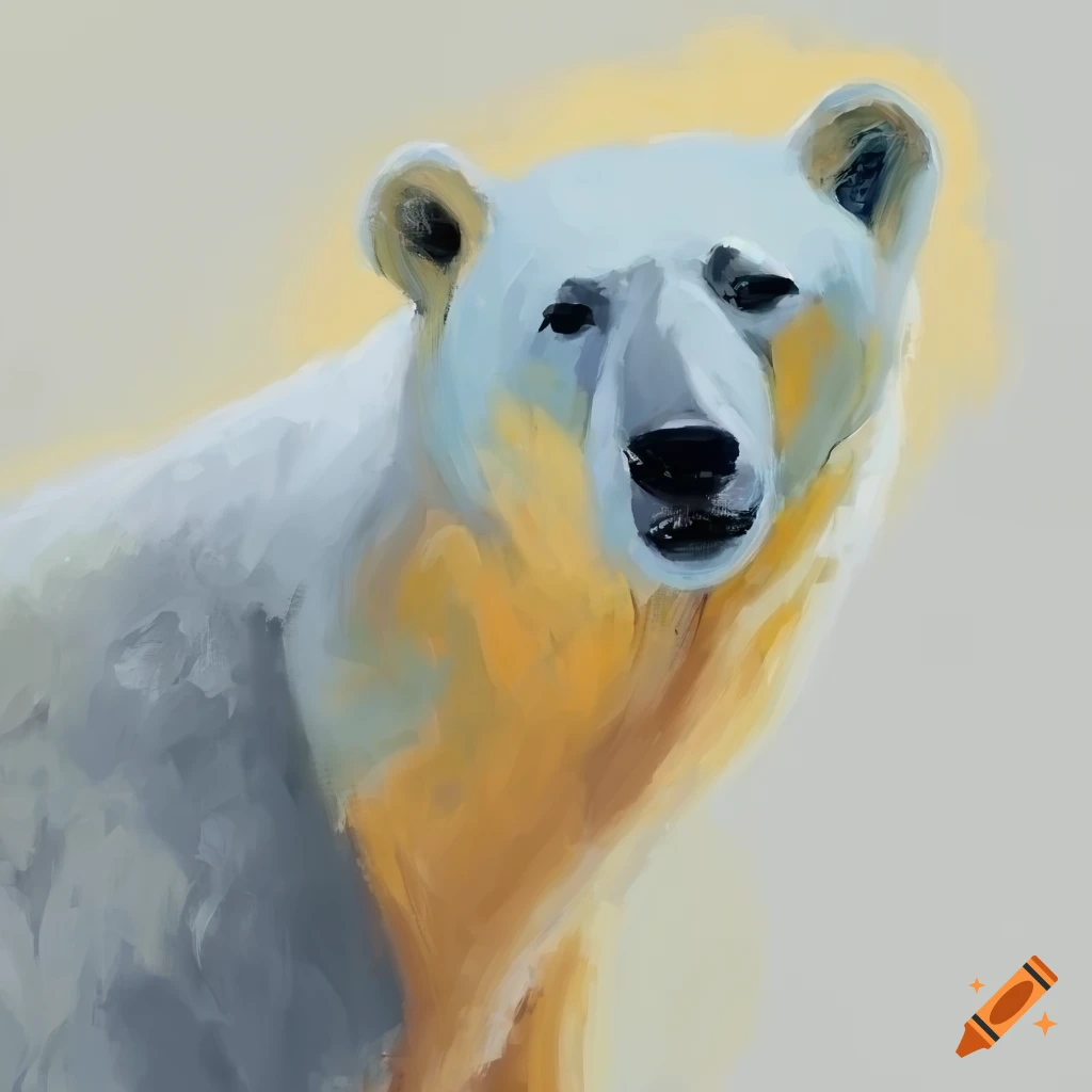 Minimalist Scandinavian oil painting of a polar bear in warm colors