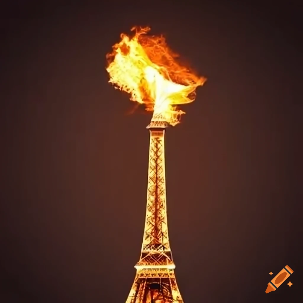 Paris 2024 olympic flame at eiffel tower on Craiyon