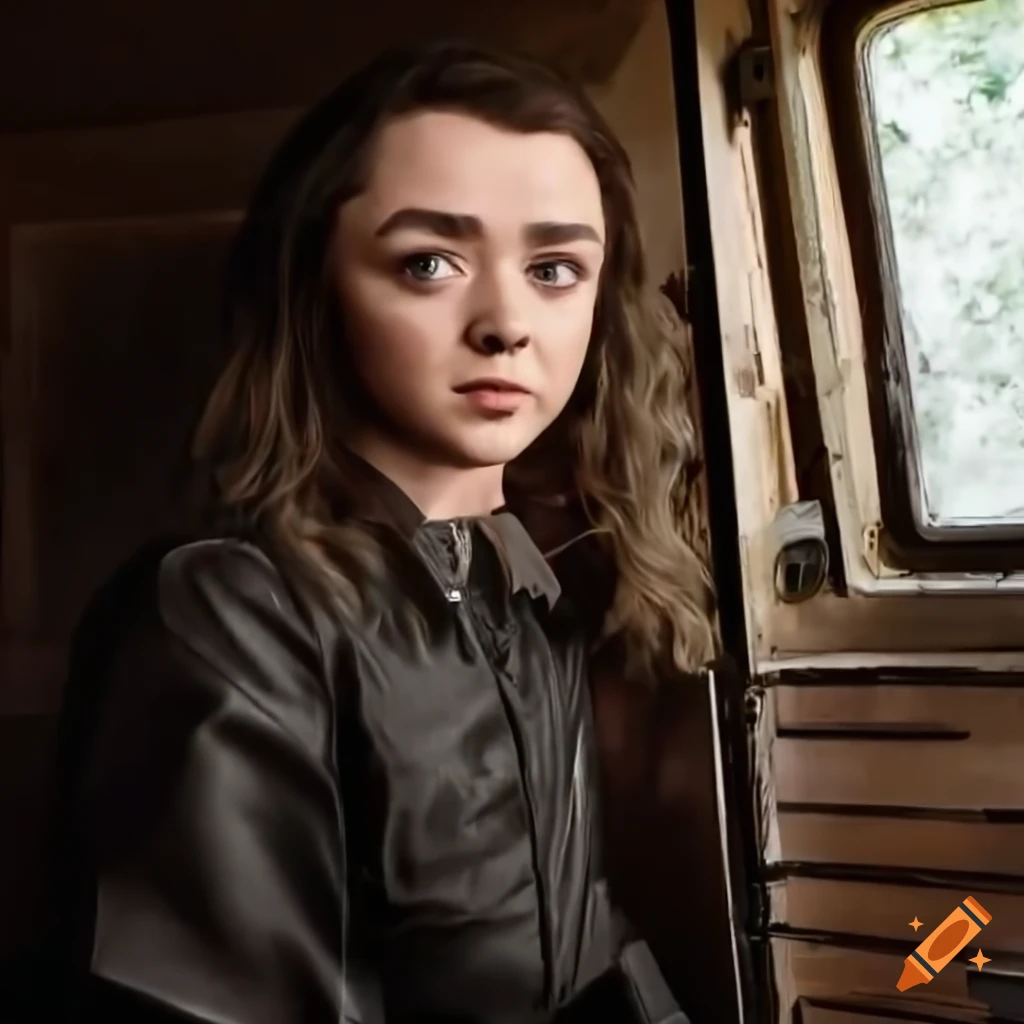 Actress maisie williams lookalike standing relaxed in a doorway