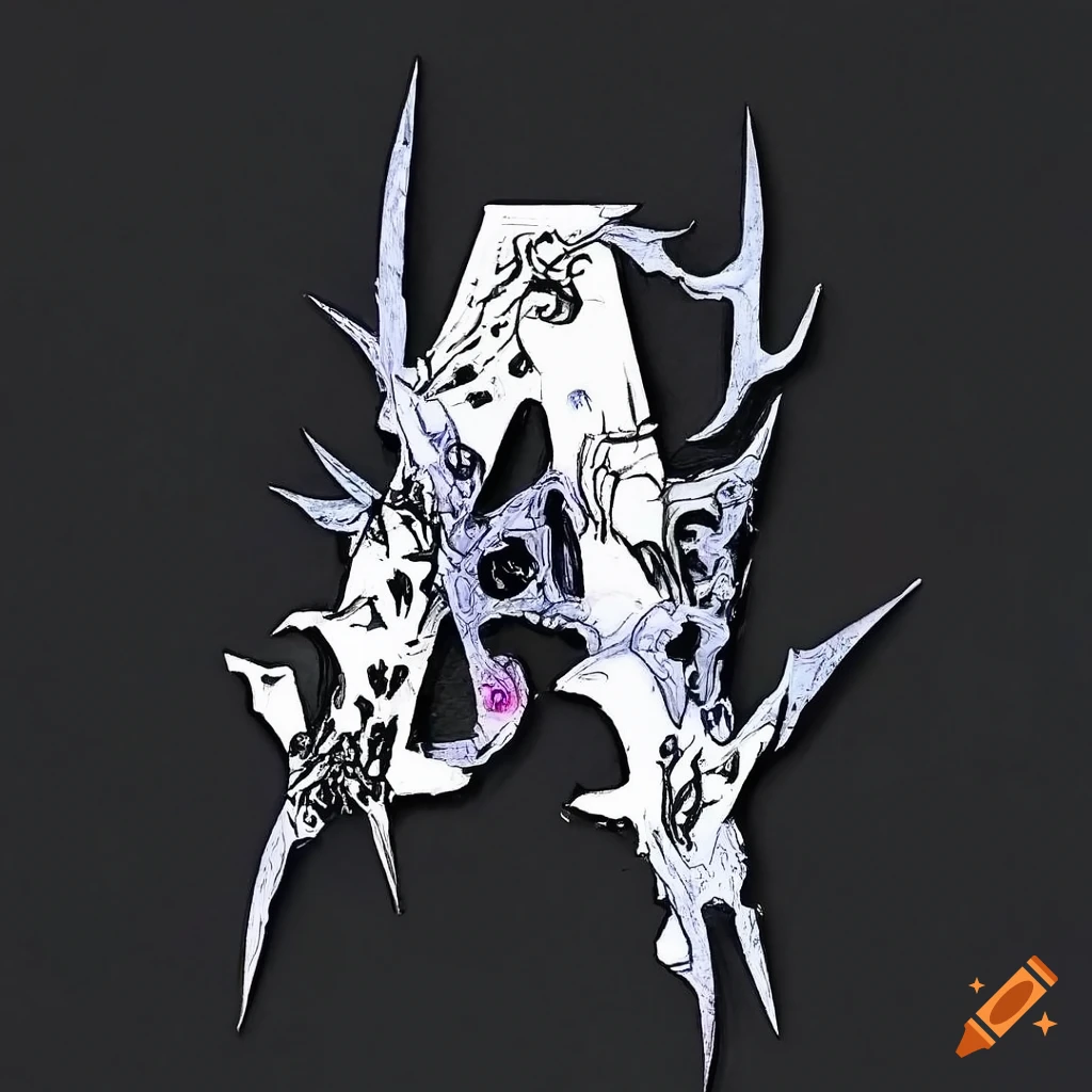 White ornamental heraldic design with abstract flower branches and intricate letter C