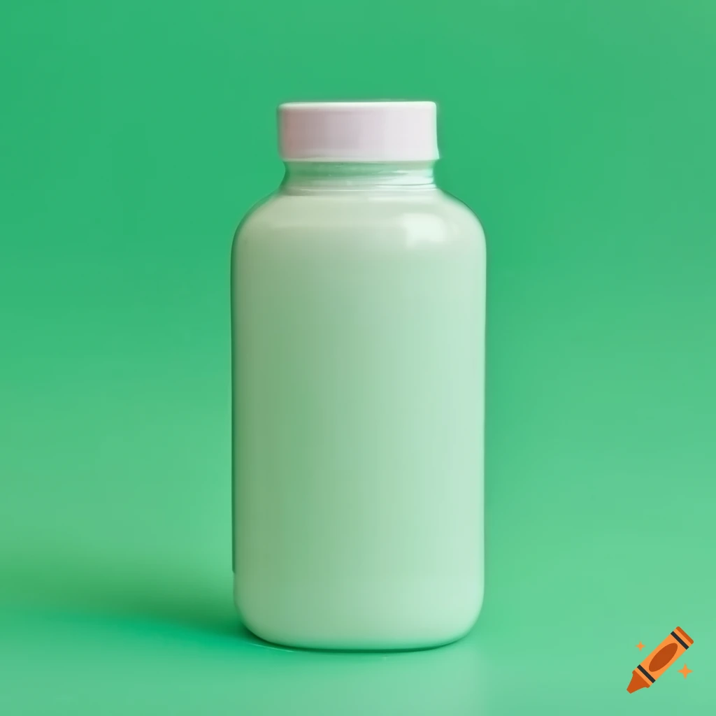 Plastic bottle with pills on a light green background