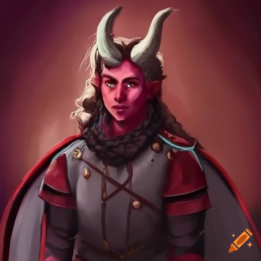 Male Tiefling in the style of Joan of Arc