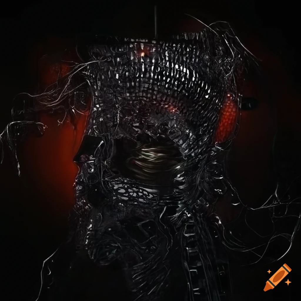 Artistic blend of cybernetic pieces and dreamy artwork