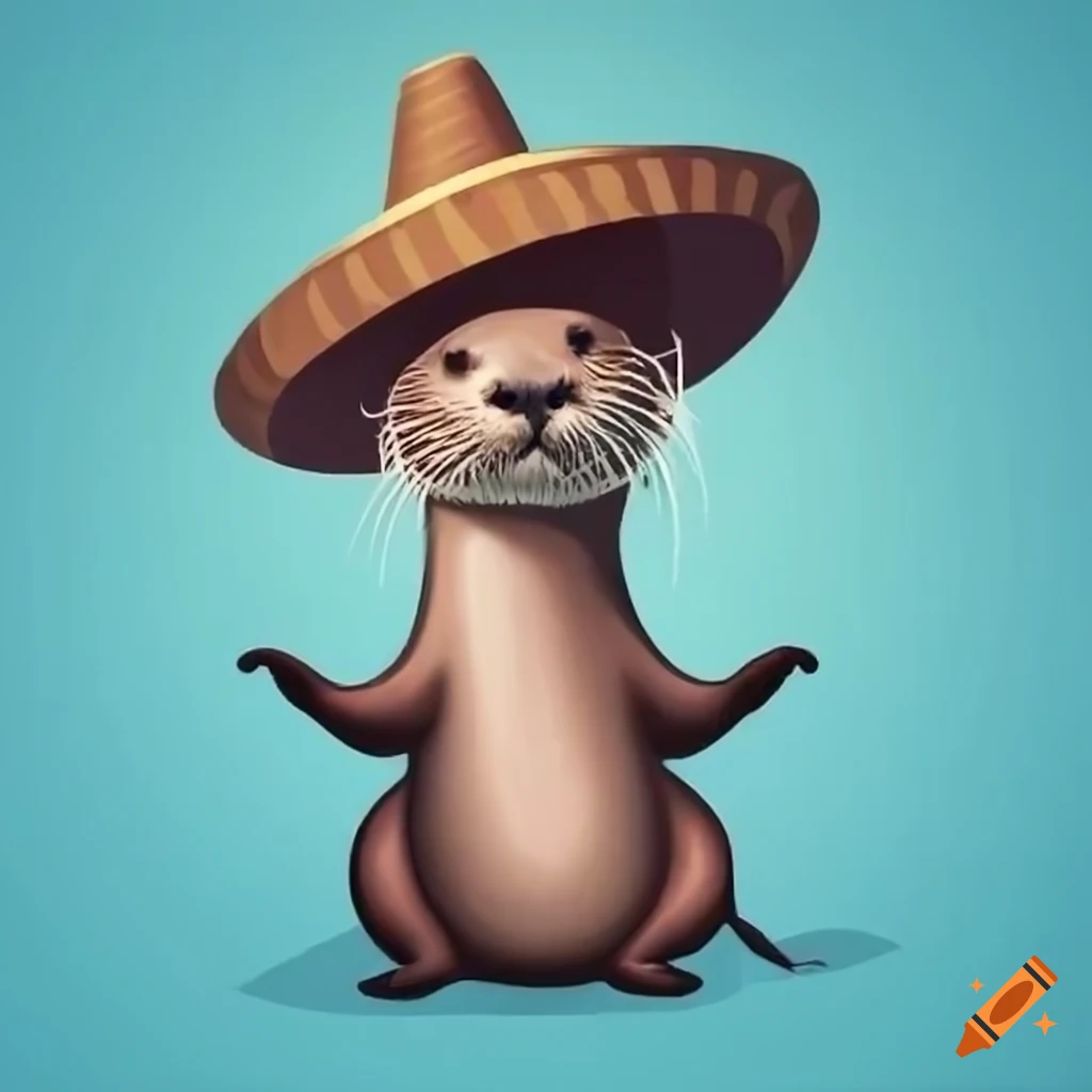 El Otter wearing sombrero