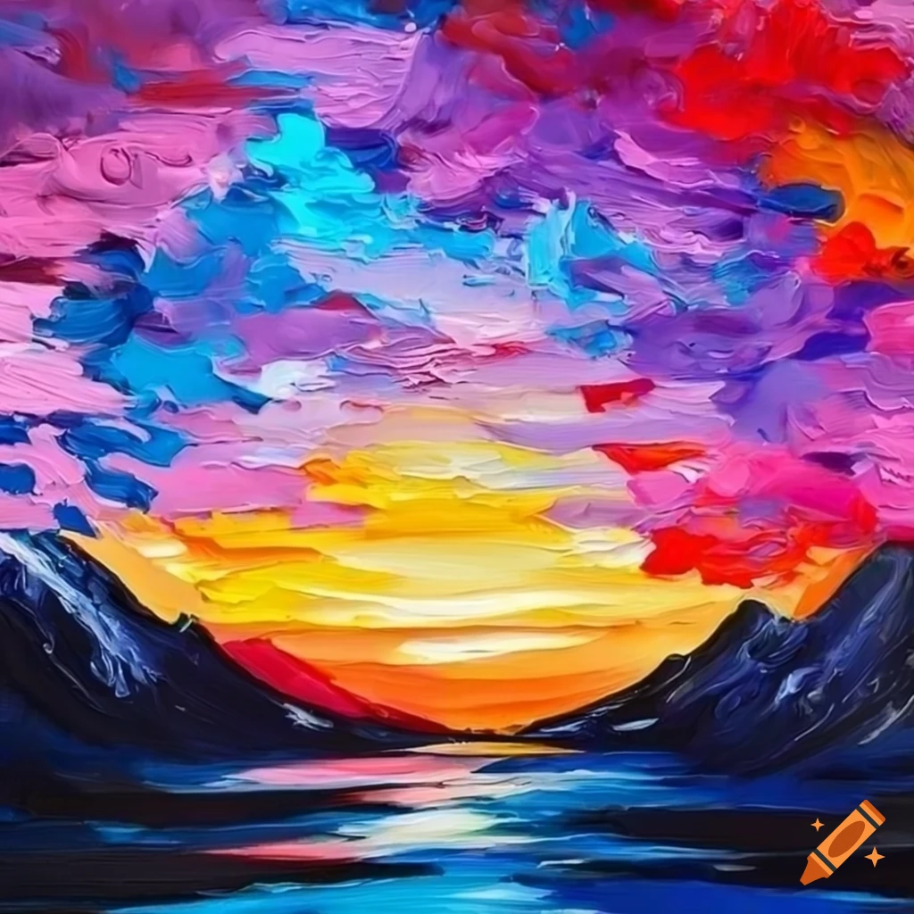 Palette knife painting of fire, stars, lightning, and love on Craiyon