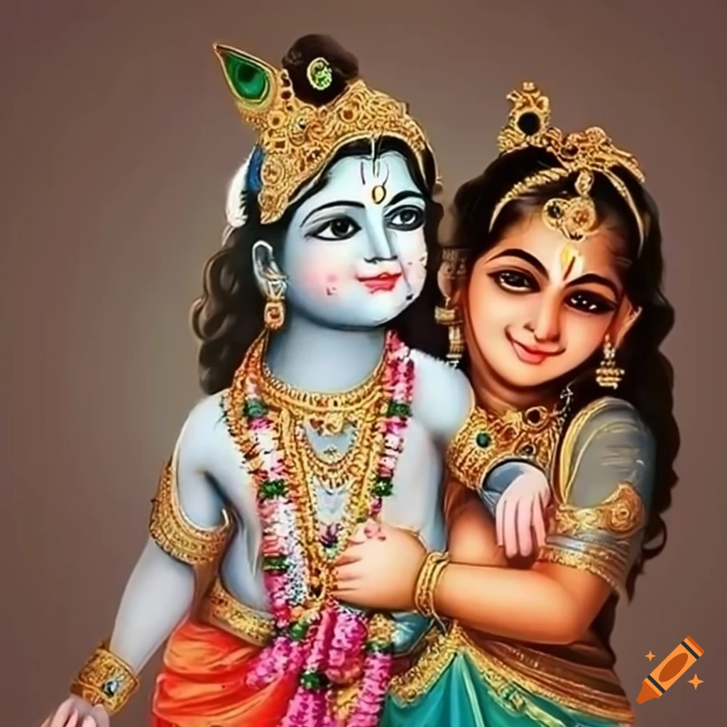 Lord krishna and his sister at 12 years old on Craiyon
