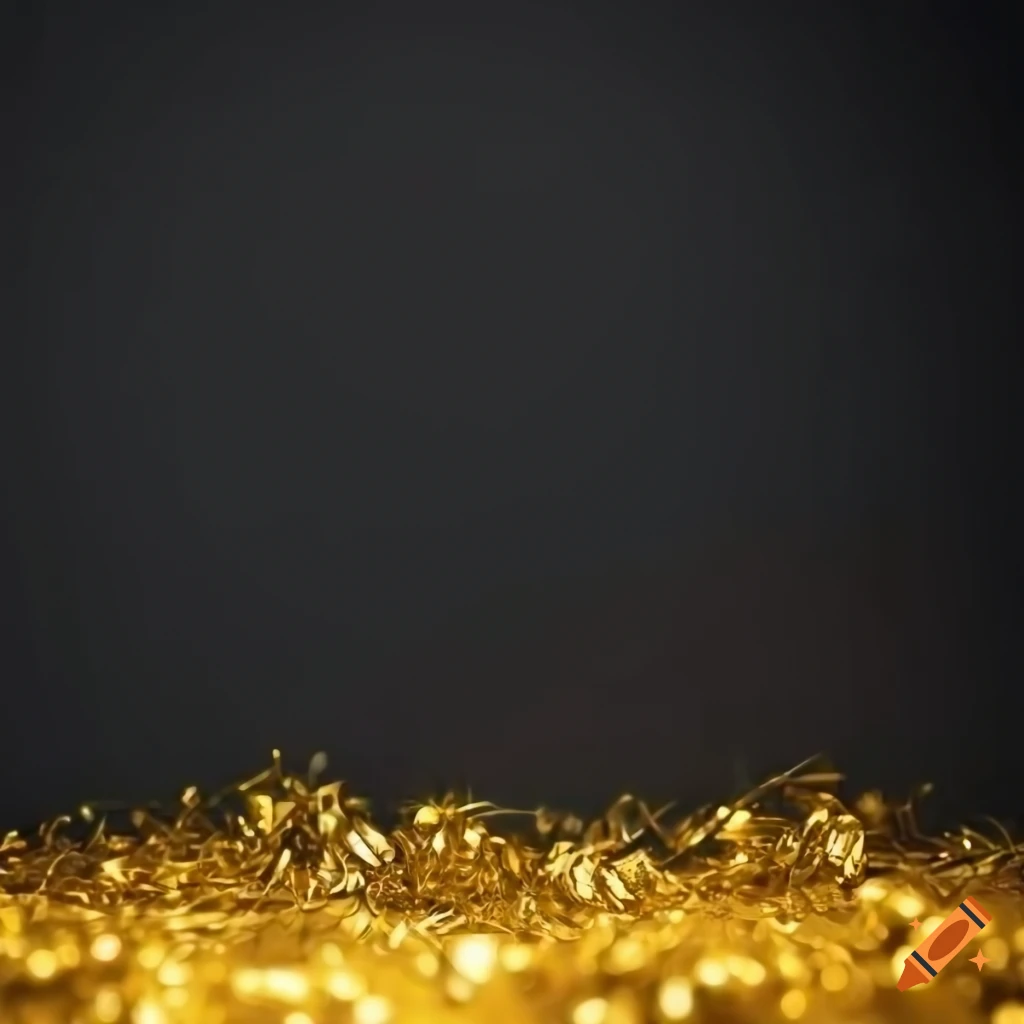 Golden tinsel garland on dark or black background