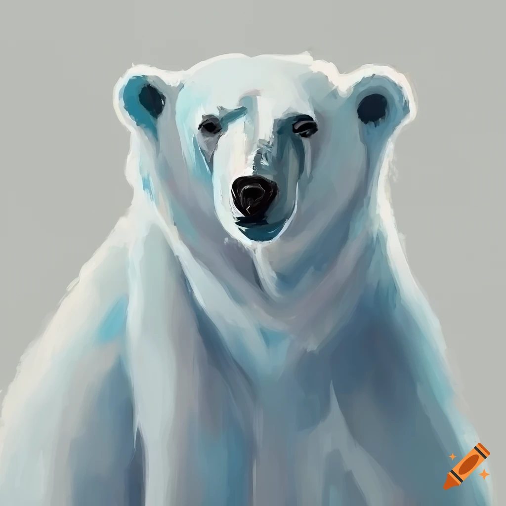 Minimalist Scandinavian oil painting of a polar bear in warm colors