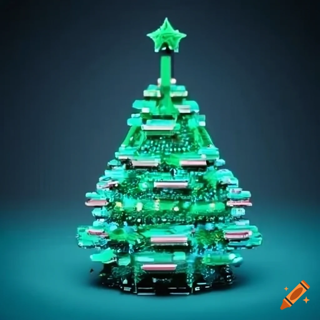 Christmas Tree Made Of Electronic Chips 