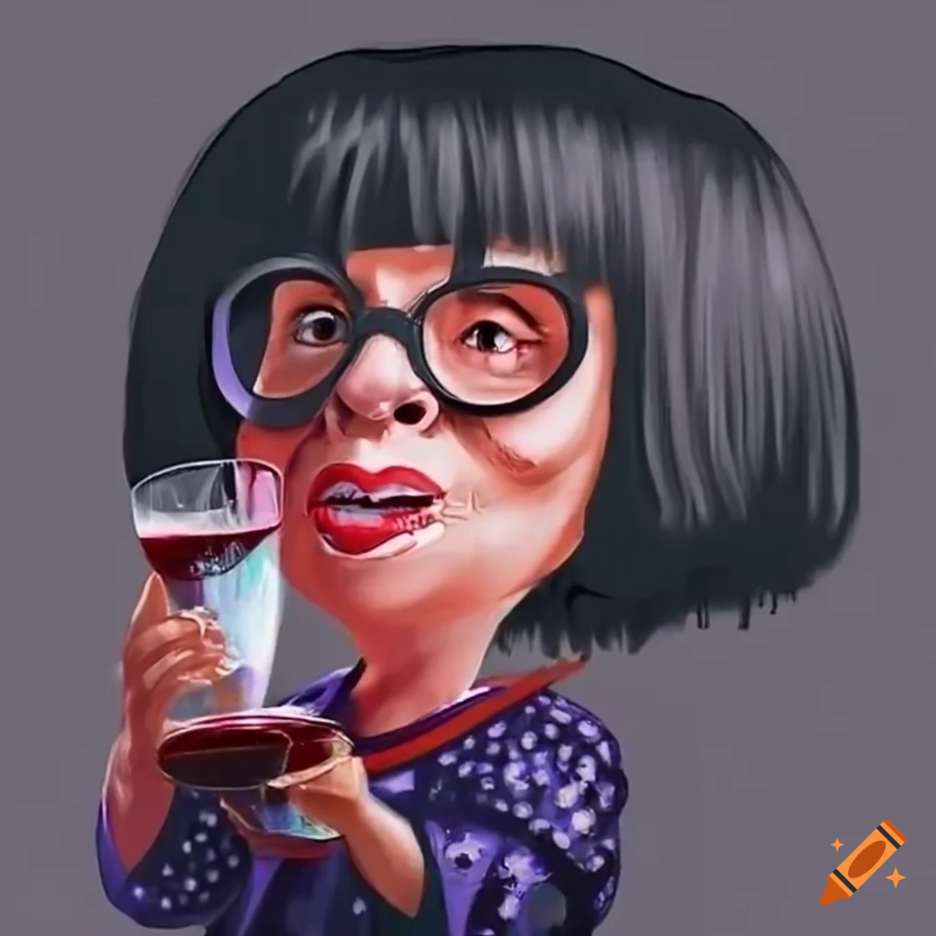 Edna Mode Holding A Glass Of Wine On Craiyon